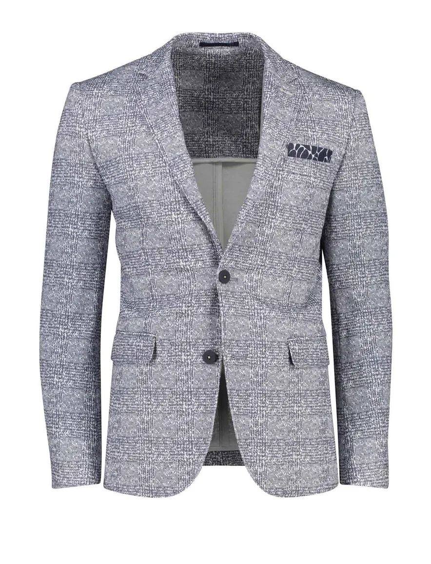 Geruit colbert Portofino navy wit geprint