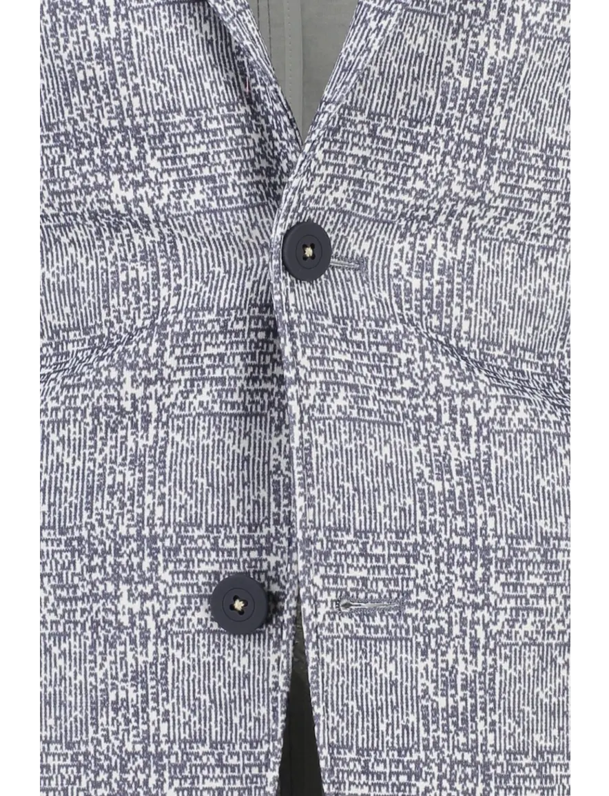 Geruit colbert Portofino navy wit geprint