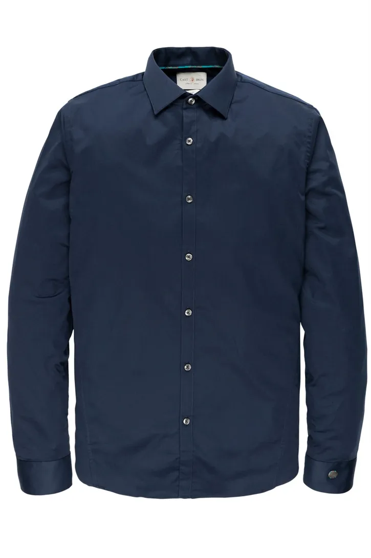Cast Iron overhemd donkerblauw effen katoen slim fit