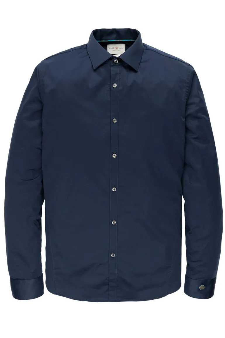 Cast Iron overhemd lange mouw slim fit donkerblauw effen katoen