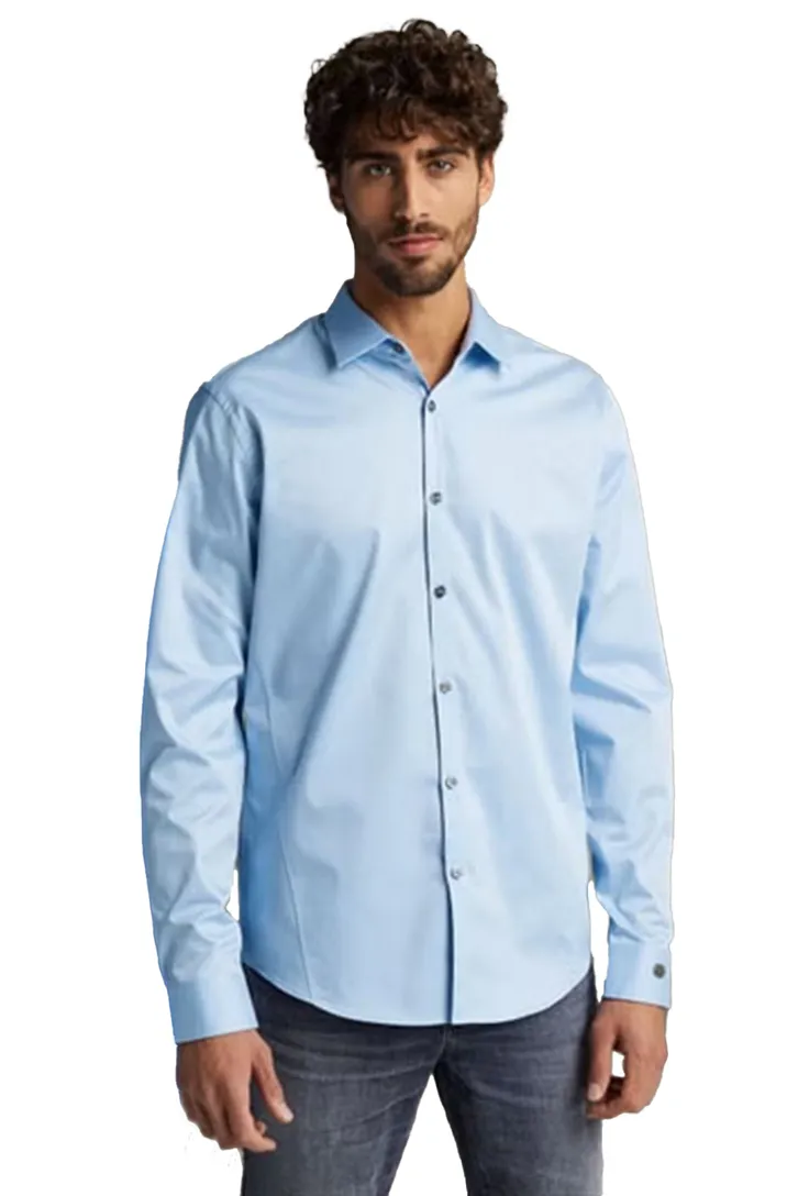 Cast Iron slim fit overhemd lichtblauw effen katoen
