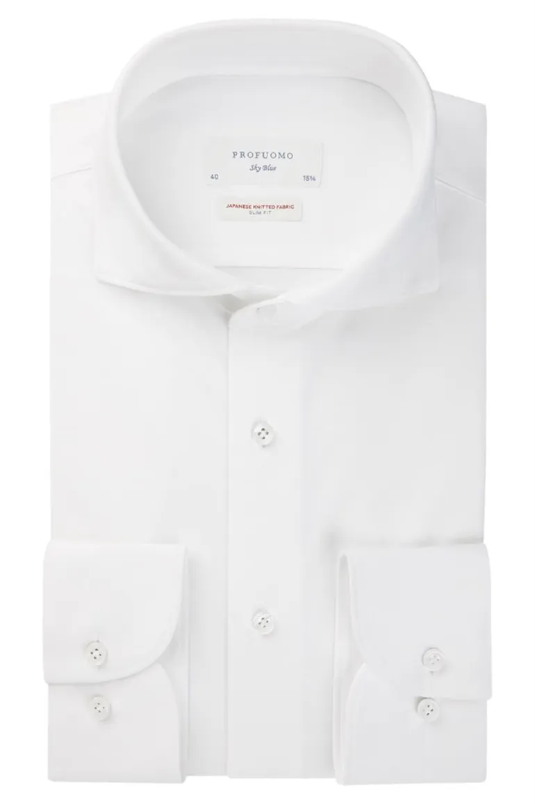 Overhemd Profuomo wit Japanese knitted