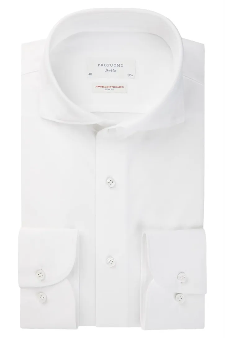 Wit Profuomo overhemd Japanese knitted