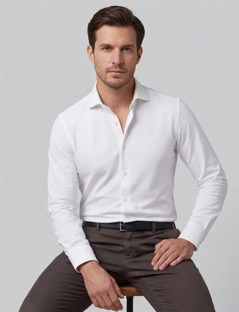 Wit Profuomo overhemd Japanese knitted