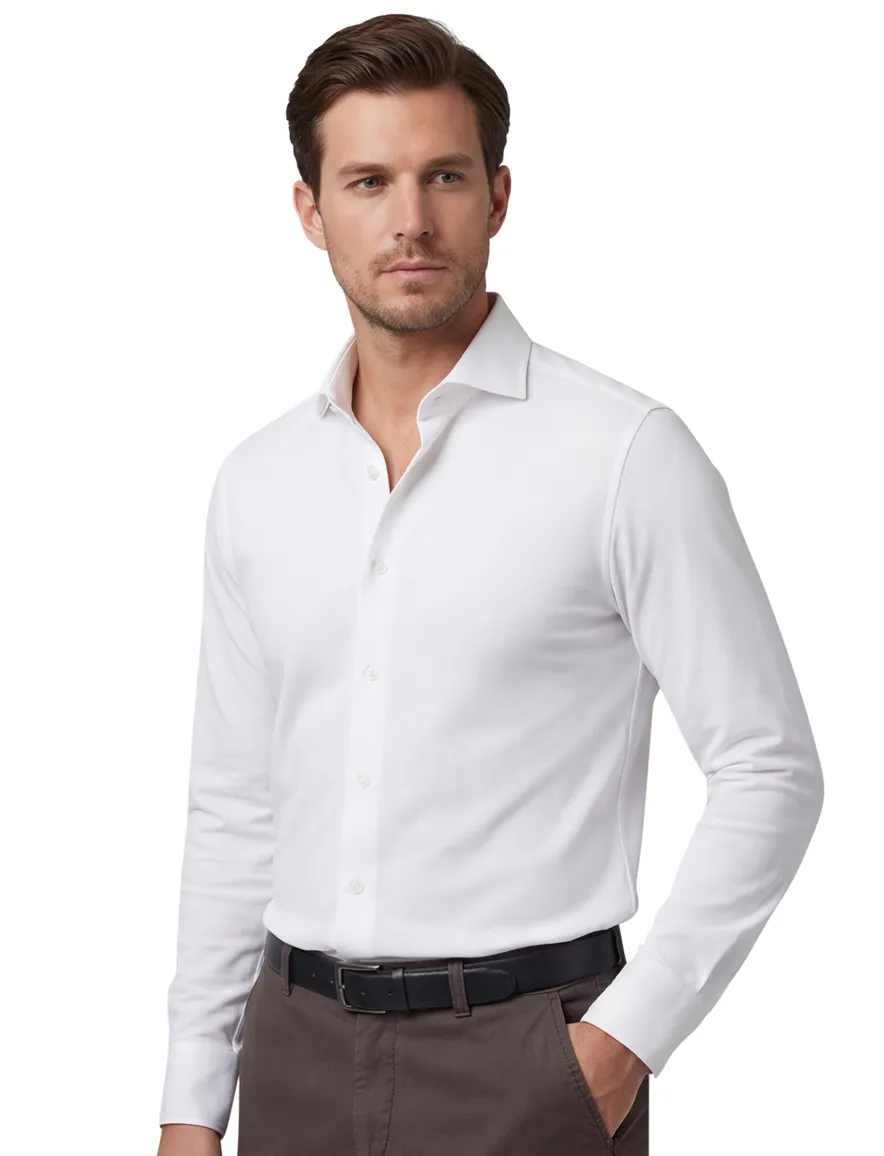 Overhemd Profuomo wit Japanese knitted