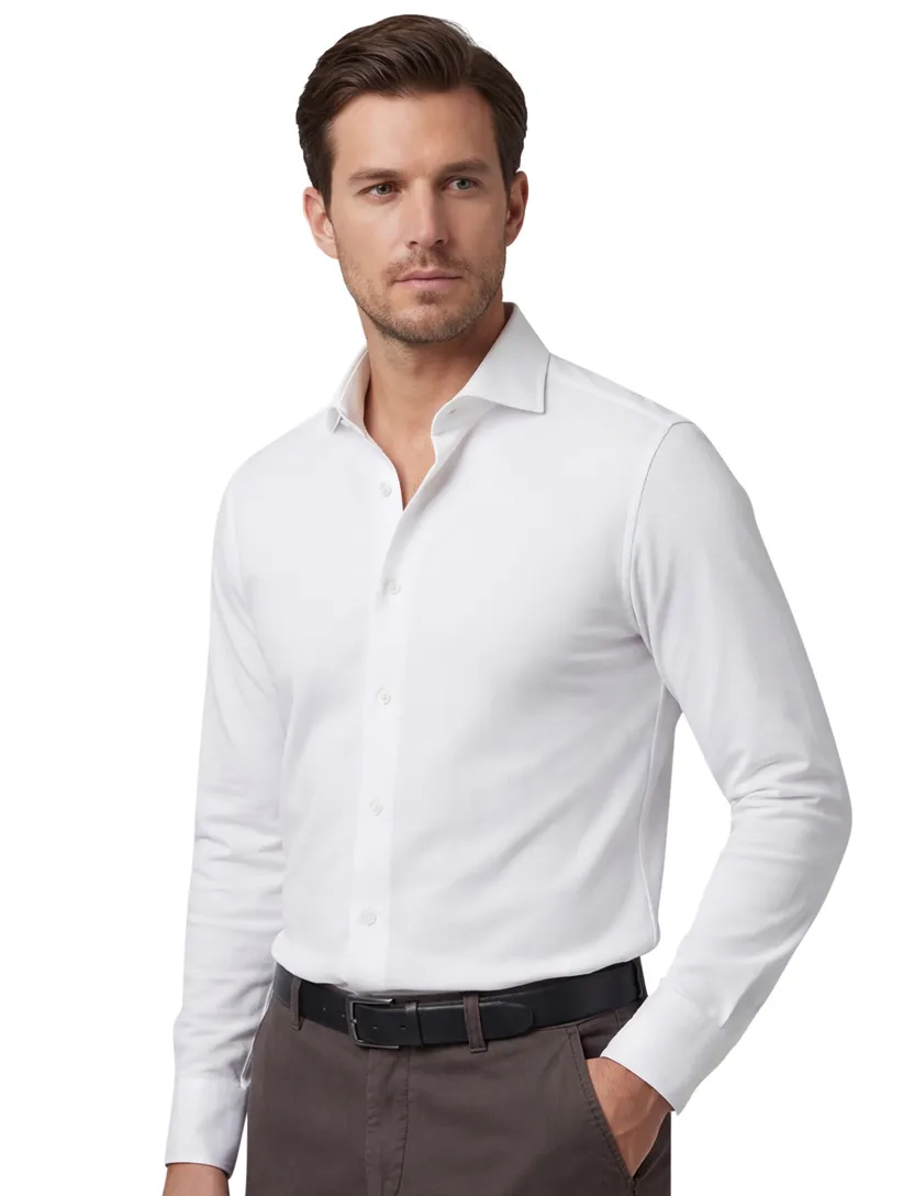 Wit Profuomo overhemd Japanese knitted