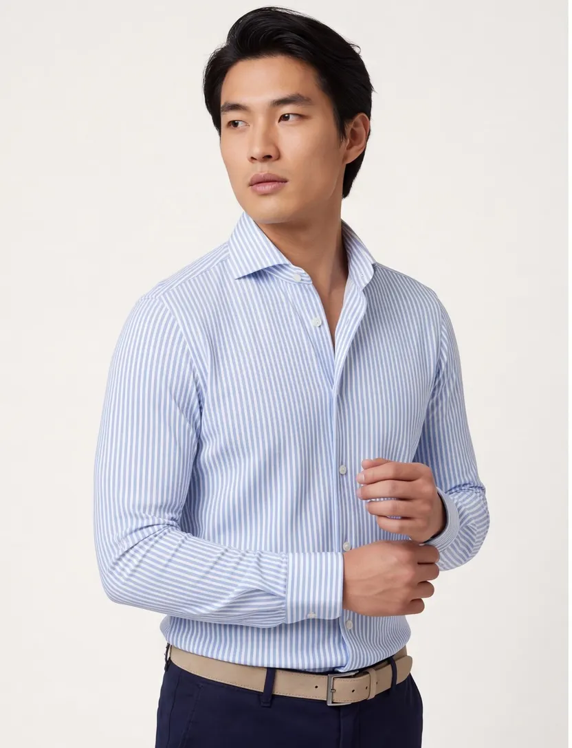 Overhemd Profuomo blauw gestreept Sky Blue