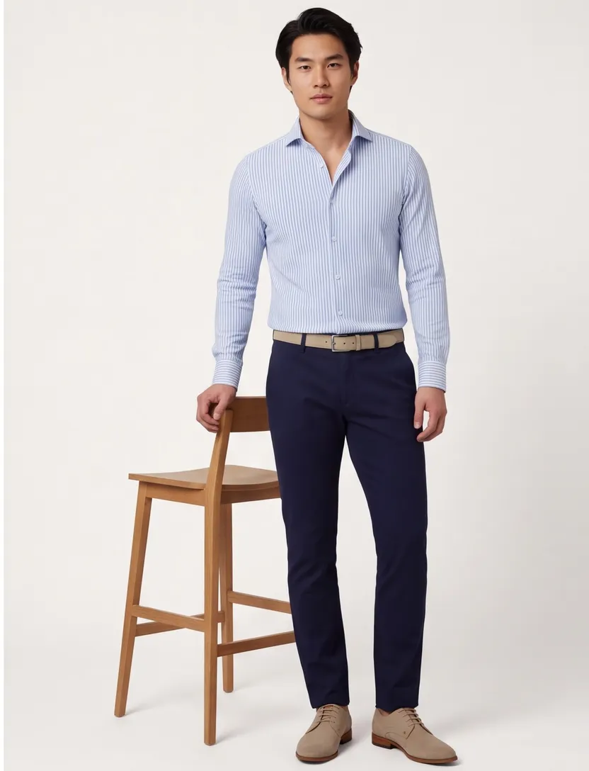 Overhemd Profuomo blauw gestreept Sky Blue