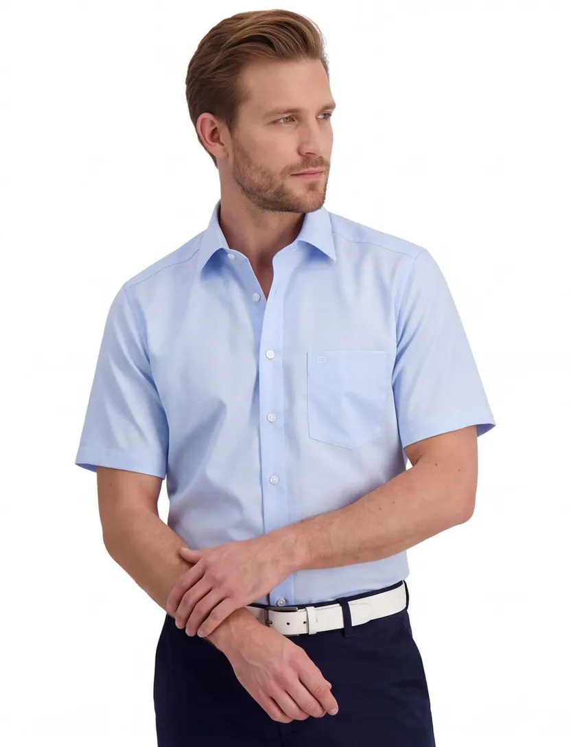 Korte mouw overhemd Olymp lichtblauw Comfort Fit