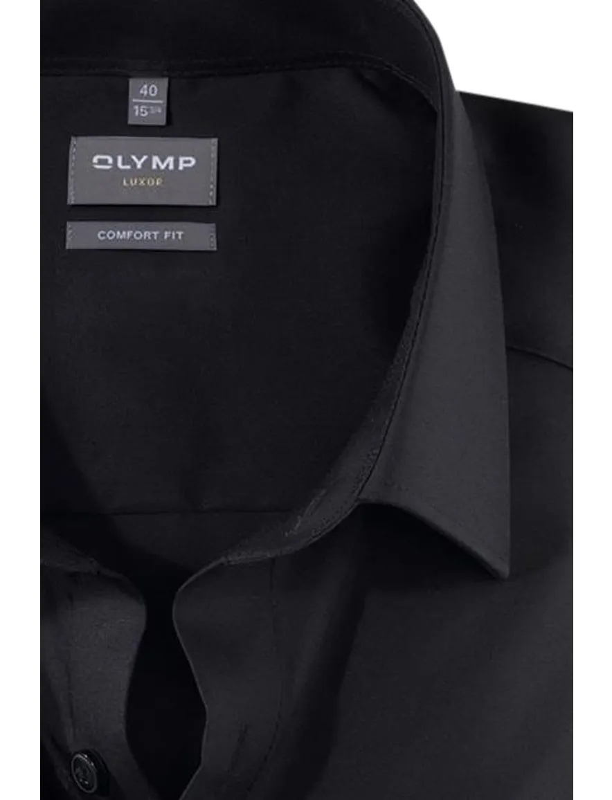 Olymp business overhemd normale fit zwart effen