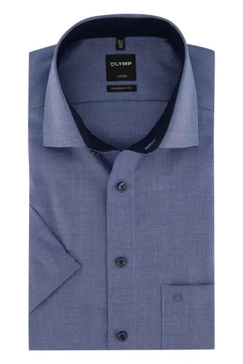Olymp Overhemd Olymp korte mouw donkerblauw modern fit
