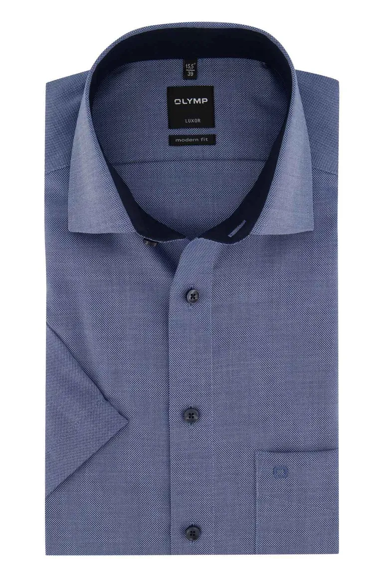 Overhemd Olymp korte mouw donkerblauw modern fit