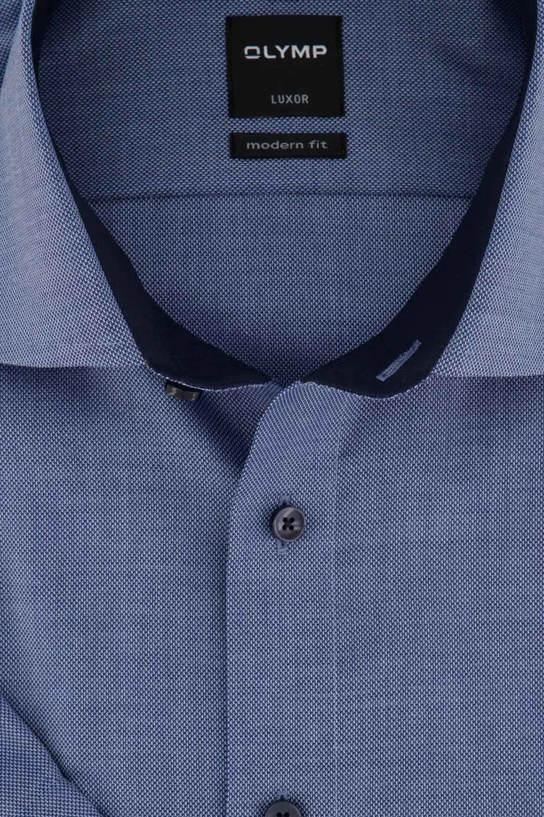 Overhemd Olymp korte mouw donkerblauw modern fit
