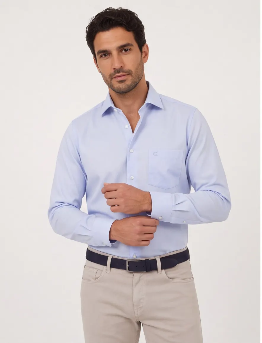 Overhemd Casa Moda Casual Fit mouwlengte 7 lichtblauw
