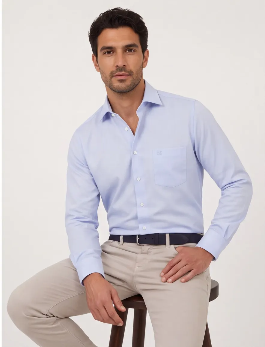 Overhemd Casa Moda Casual Fit mouwlengte 7 lichtblauw