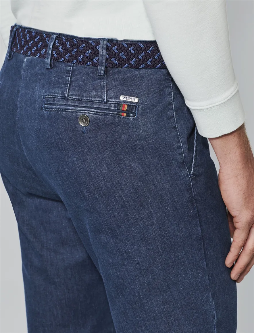 Meyer denim pantalon katoen blauw normale fit Oslo