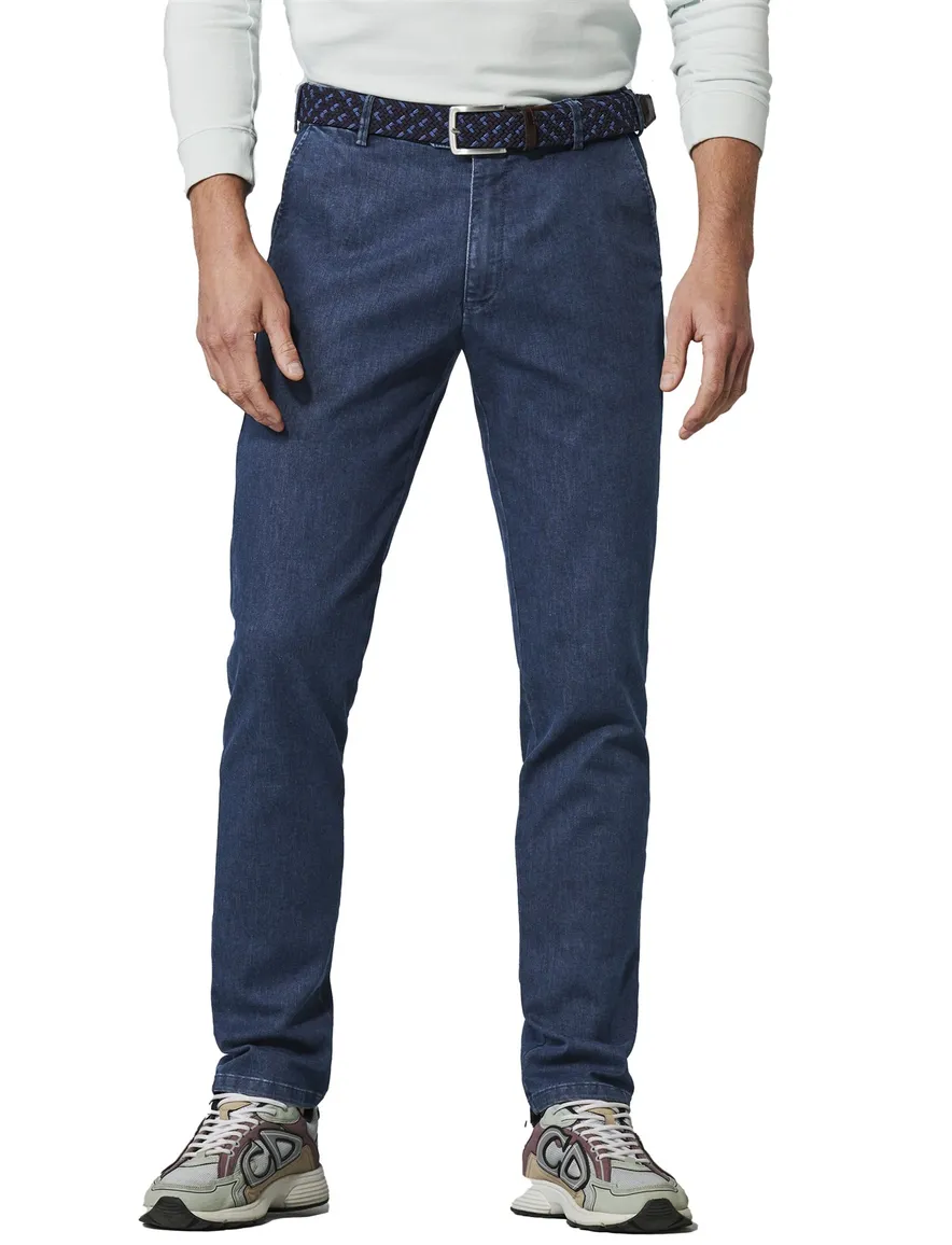 Meyer denim pantalon katoen blauw normale fit Oslo