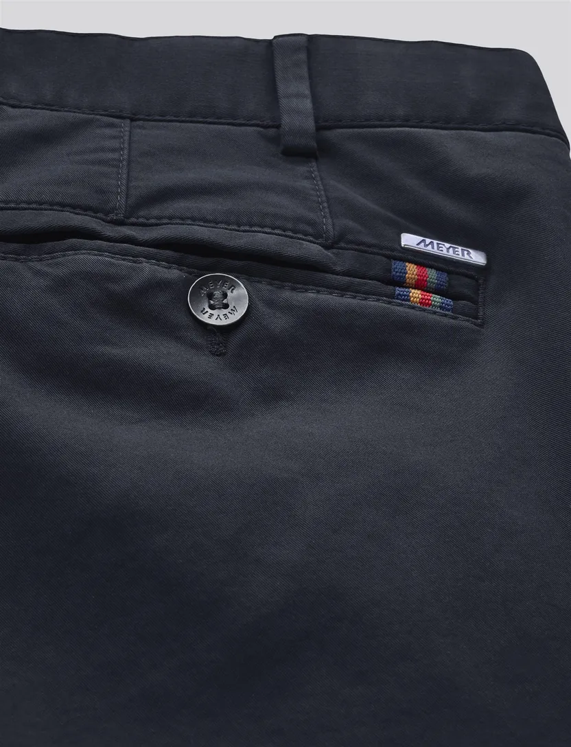katoenen broek Meyer donkerblauw effen katoen