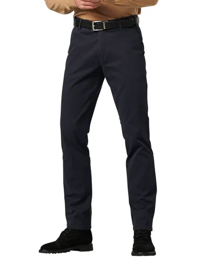 Meyer Meyer katoenen broek p-5 donkerblauw effen katoen