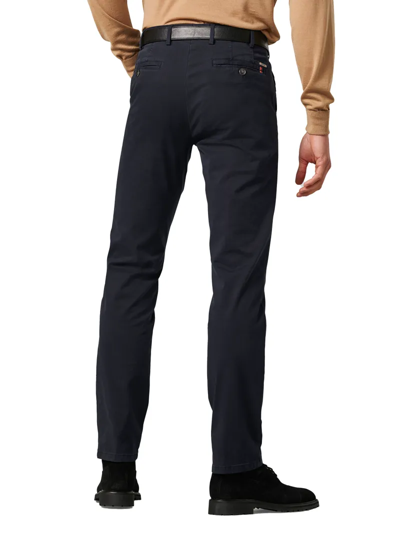 katoenen broek Meyer donkerblauw effen katoen