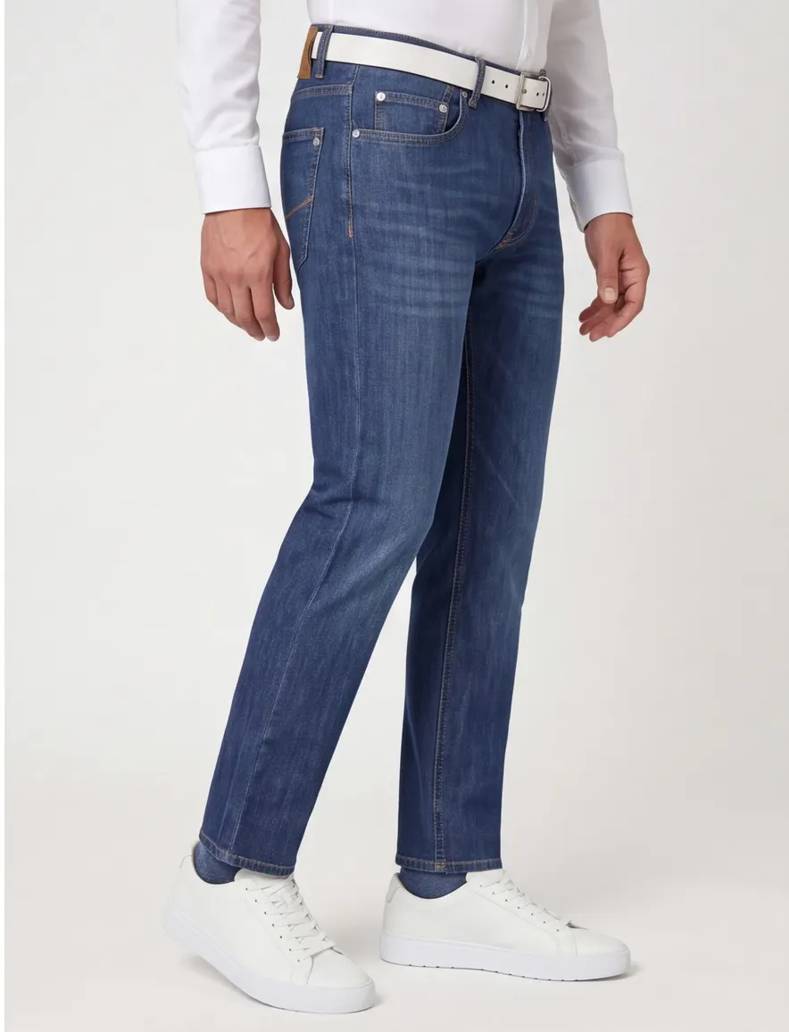 Pierre Cardin jeans effen blauw katoen
