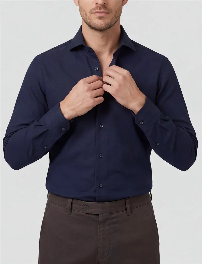 Profuomo overhemd donkerblauw royal twill