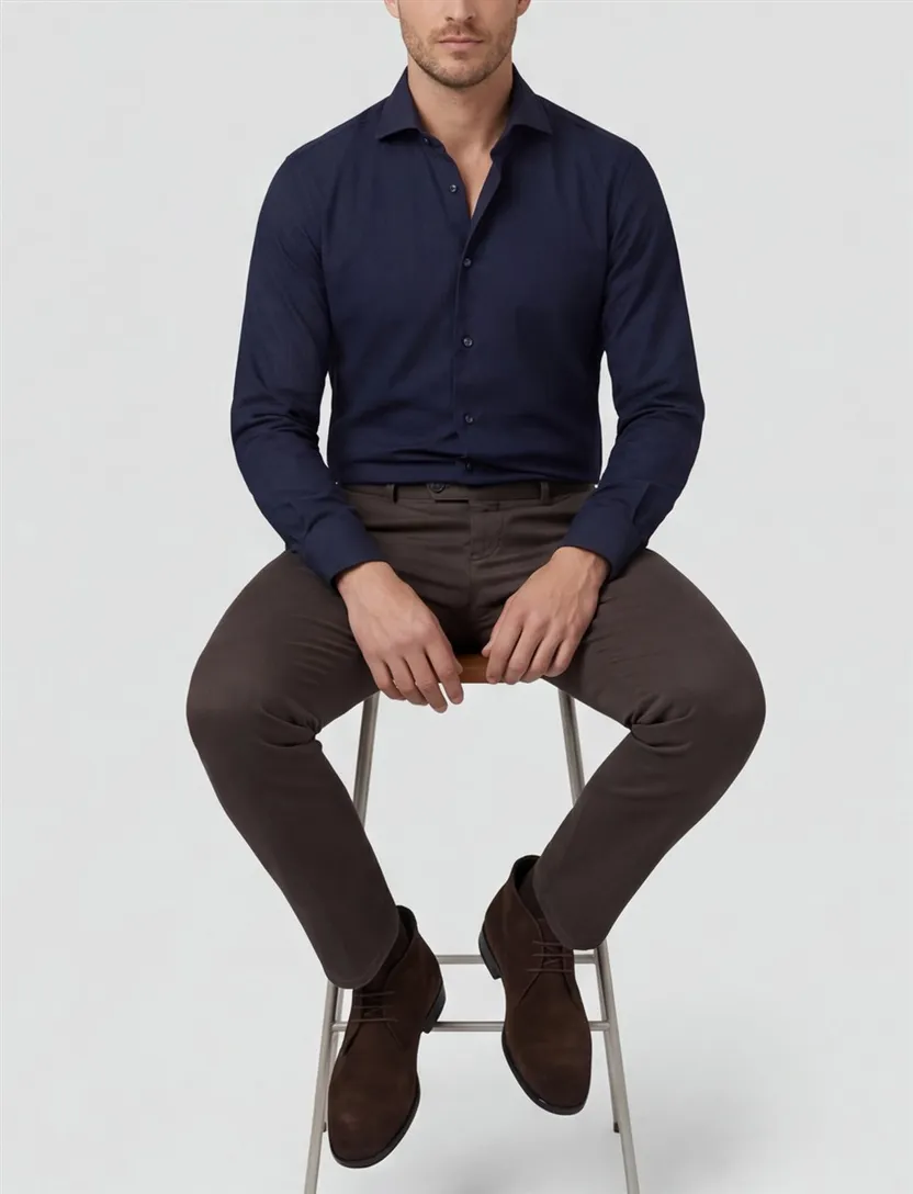 Profuomo overhemd donkerblauw royal twill