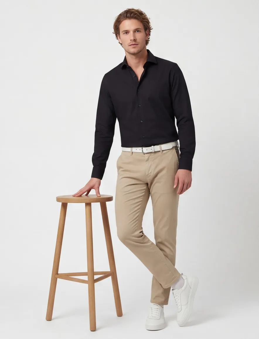 Profuomo Slim Fit overhemd royal twill zwart
