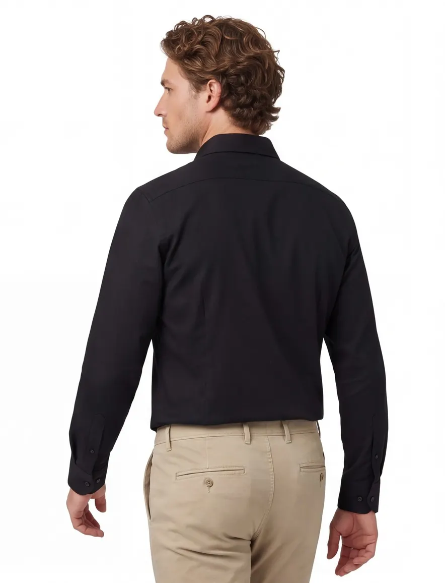 Profuomo Slim Fit overhemd royal twill zwart