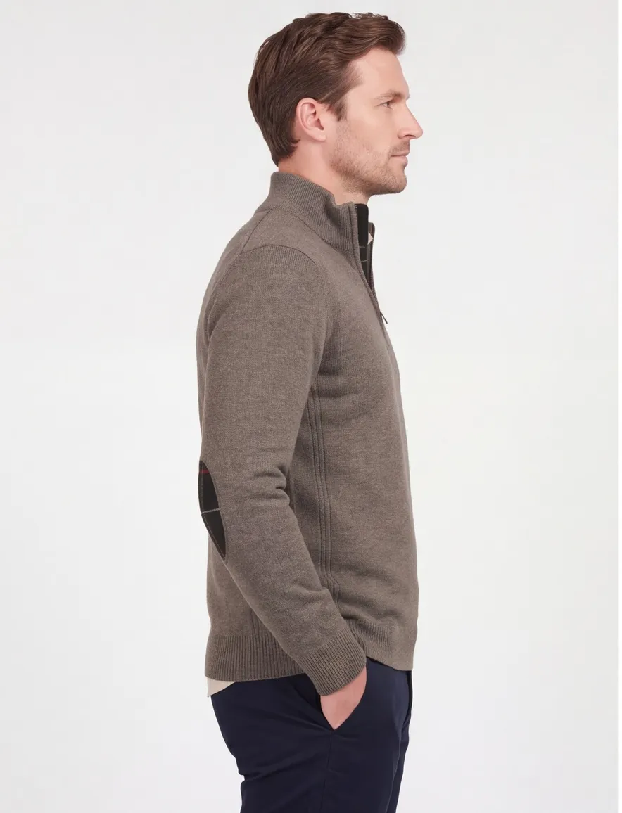 Trui met rits bruin gemeleerd Barbour