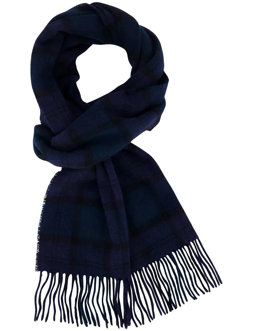 Barbour sjaal donkerblauw geruit 100% wol