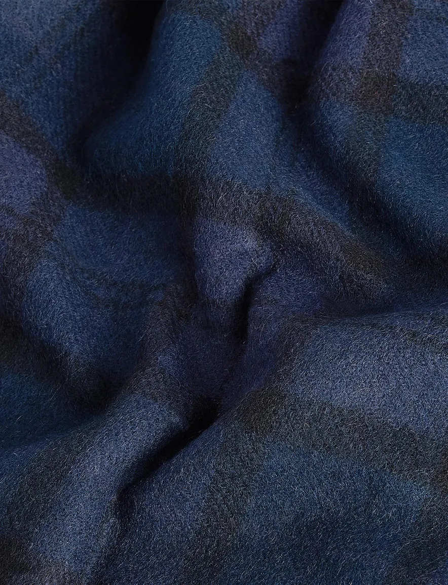 Barbour sjaal donkerblauw geruit 100% wol