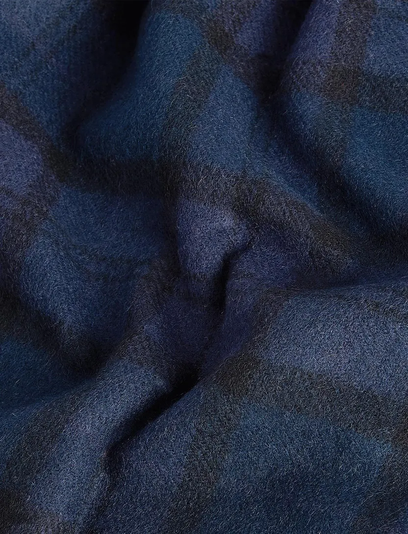 Barbour sjaal donkerblauw geruit zwart