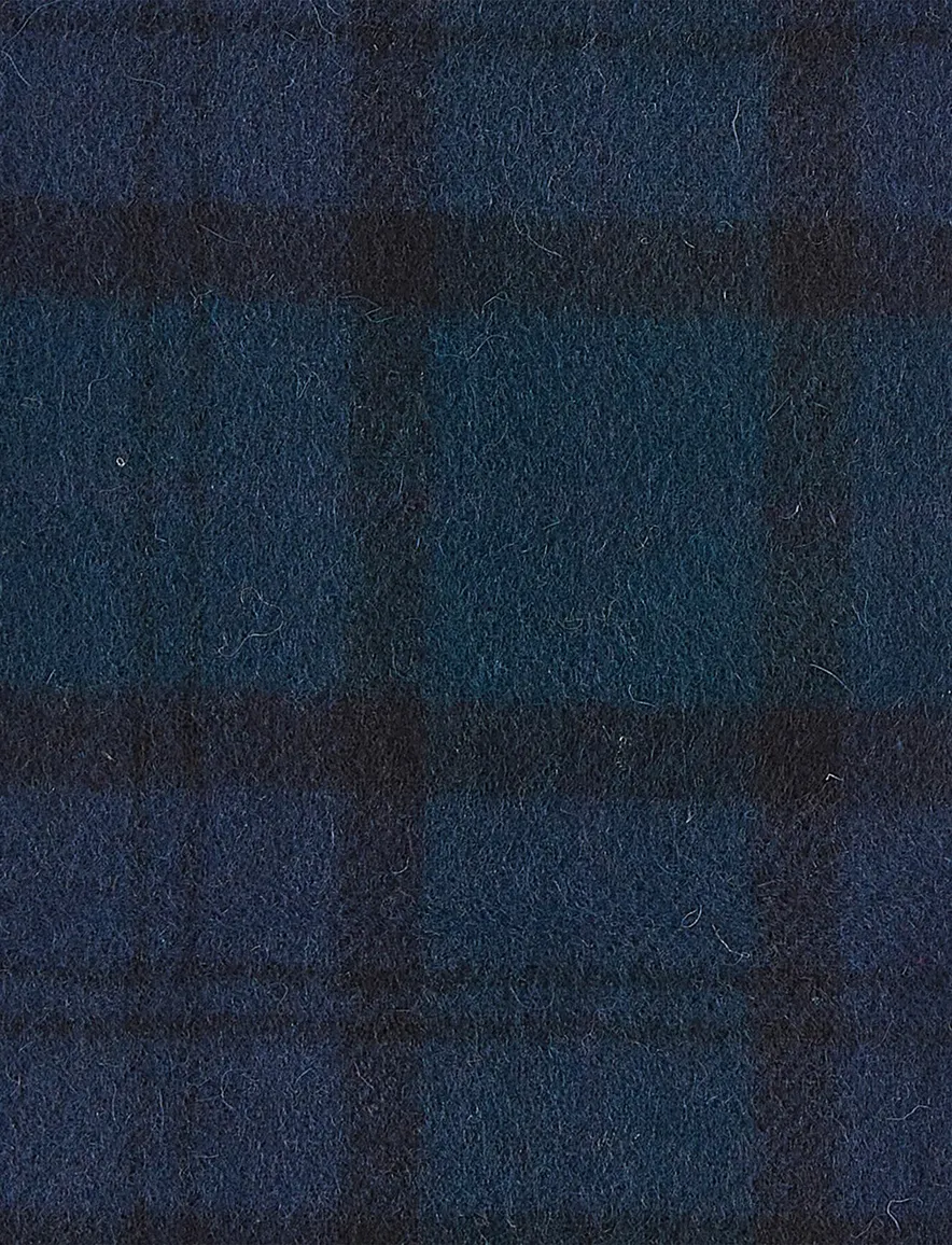 Barbour sjaal donkerblauw geruit 100% wol