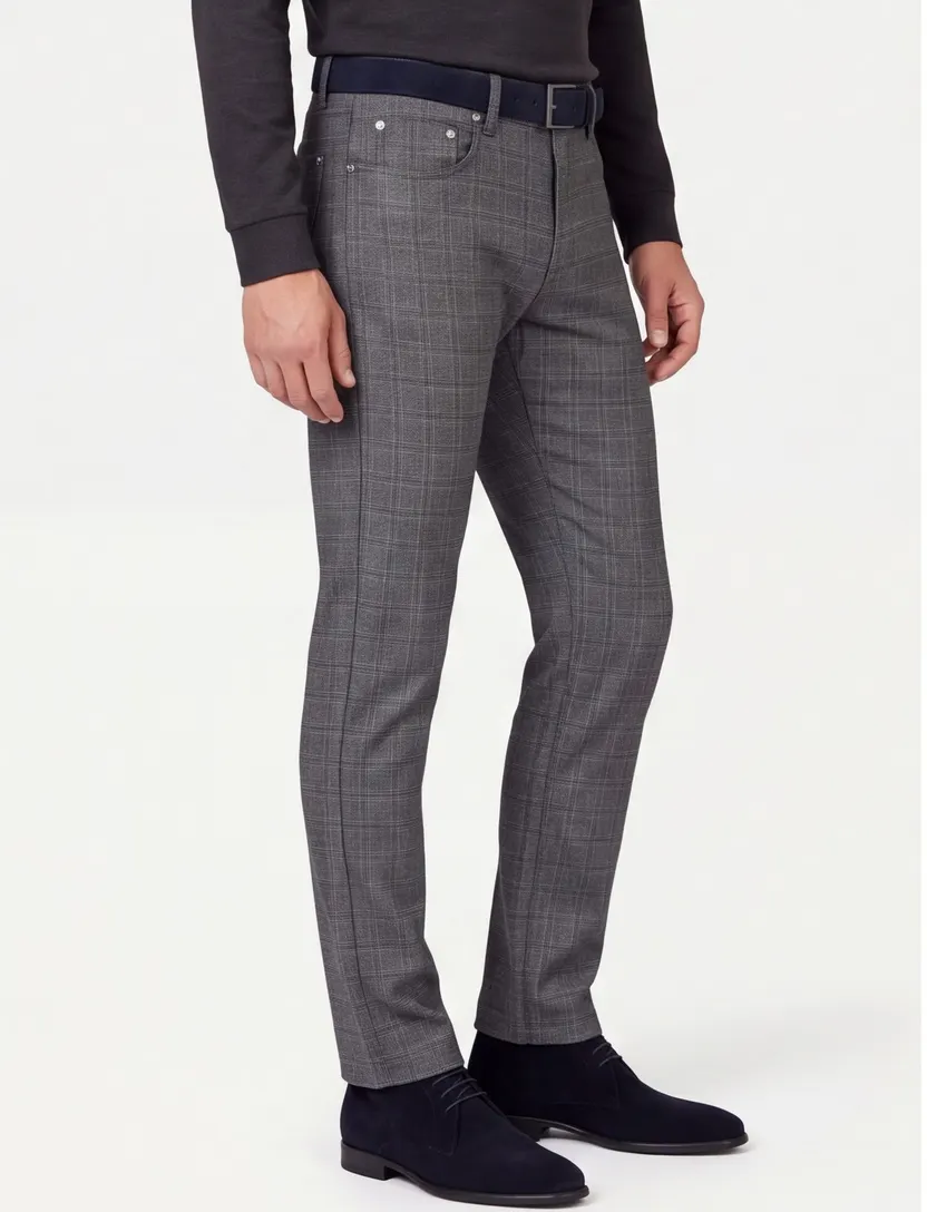 Pierre Cardin 5-pocket Lyon grijs geruit