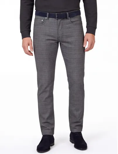 Pierre Cardin 5-pocket grijs geruit Pierre Cardin Lyon