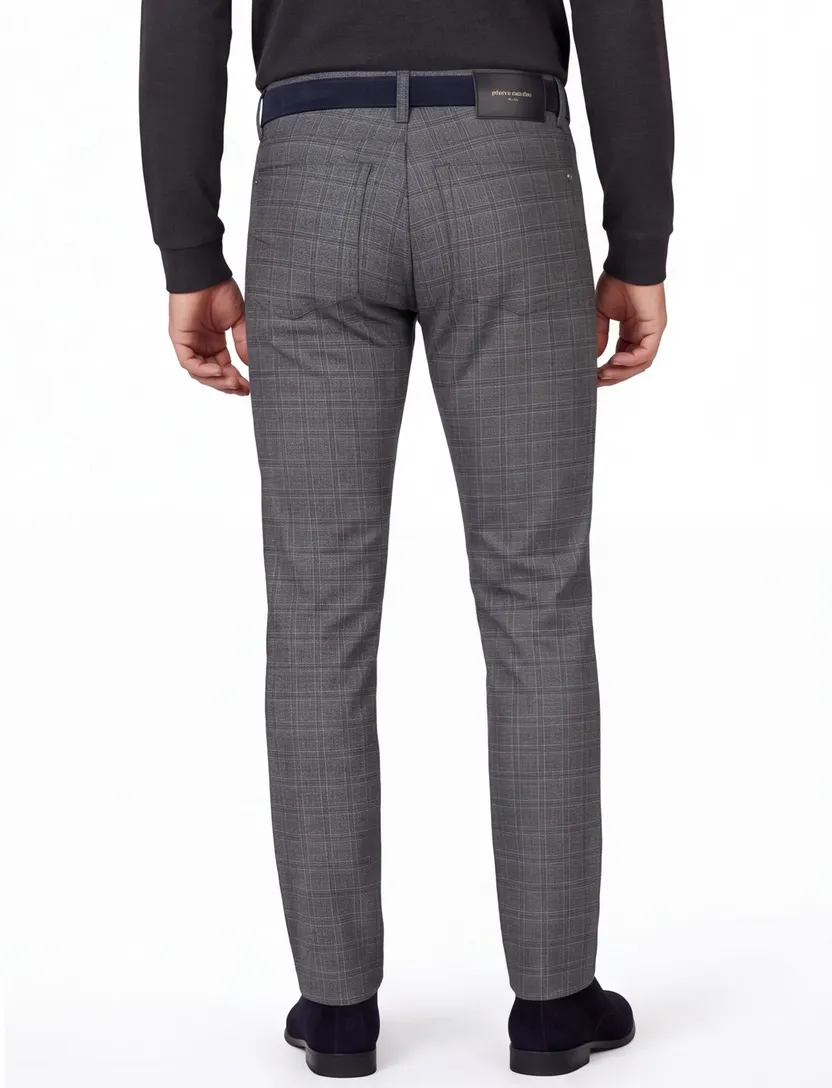 Pierre Cardin 5-pocket Lyon grijs geruit