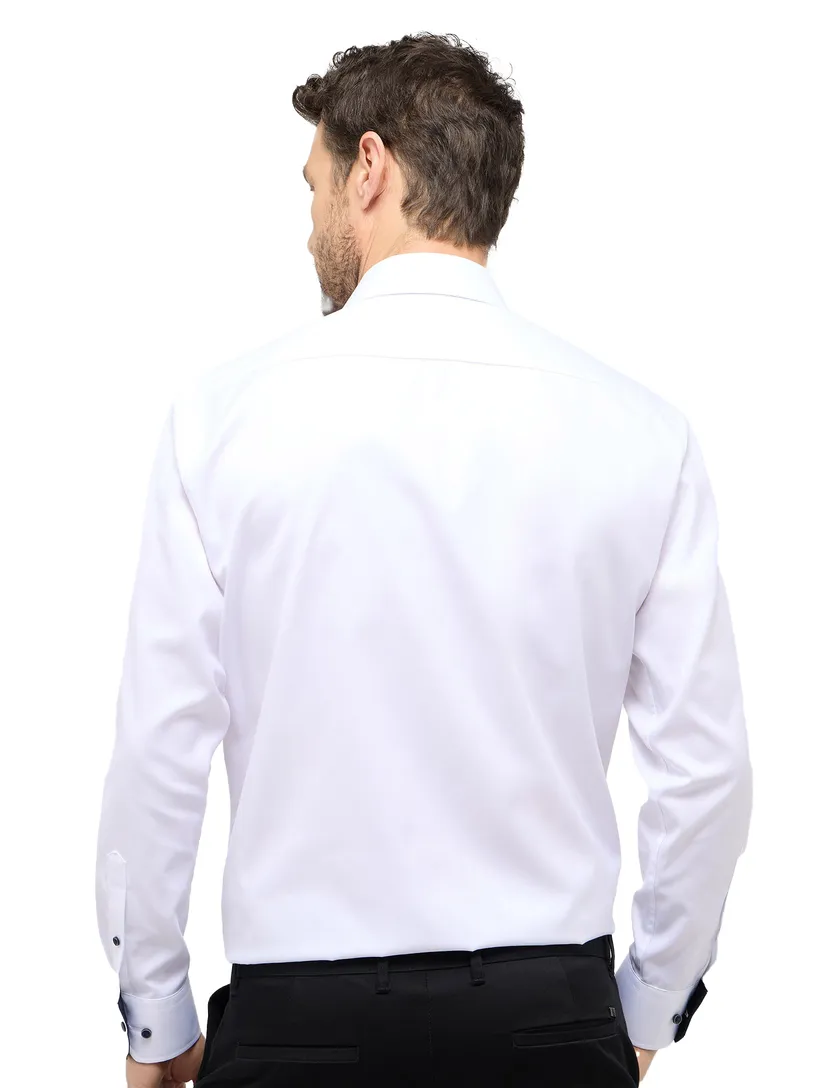 Eterna overhemd wit Comfort Fit contrast knopen