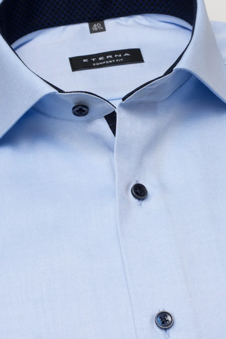 Comfort Fit Eterna overhemd blauw
