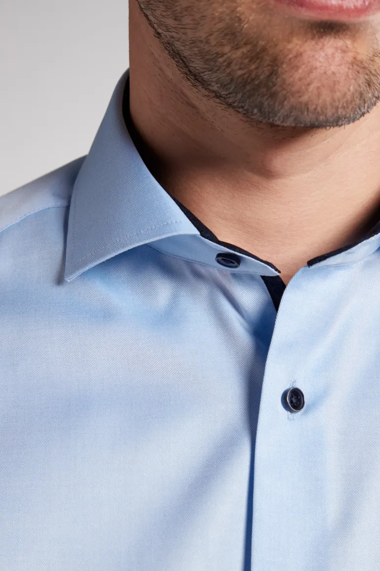 Comfort Fit Eterna overhemd blauw