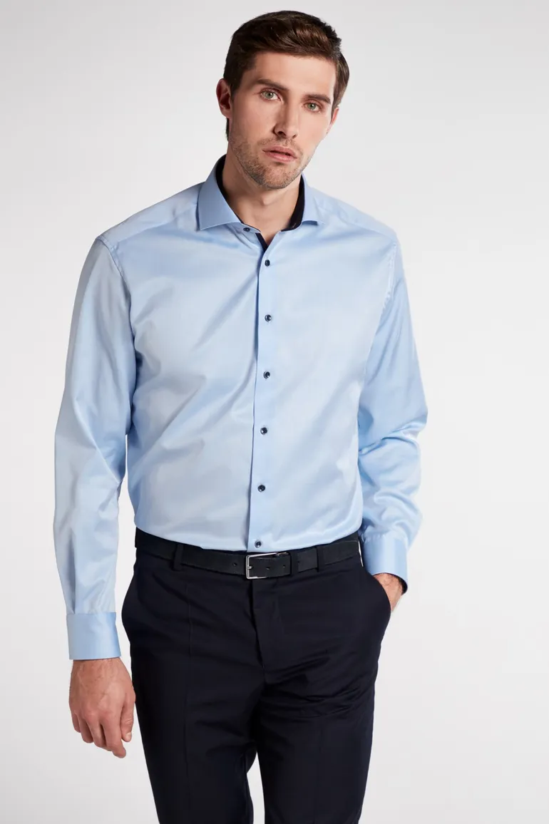 Comfort Fit Eterna overhemd blauw