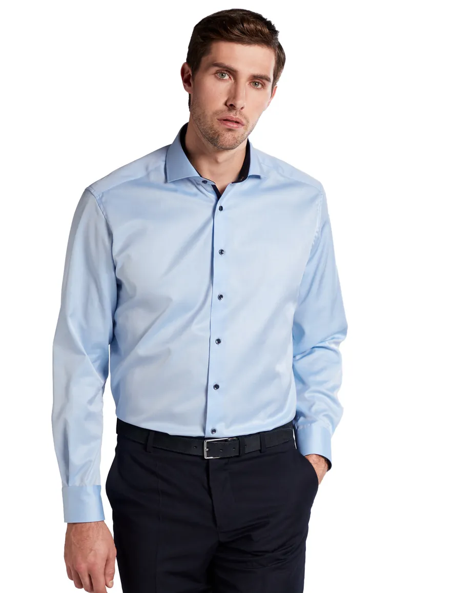 Comfort Fit Eterna overhemd blauw