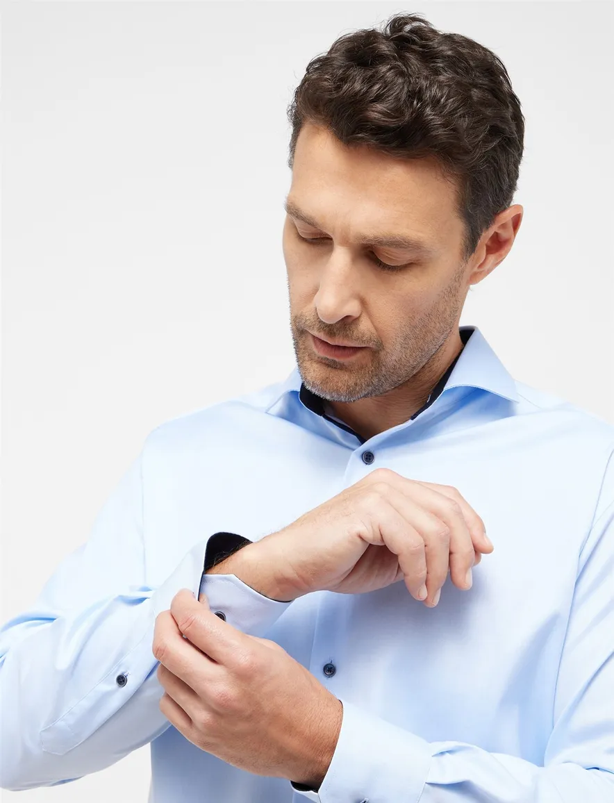 Modern Fit overhemd Eterna blauw strijkvrij