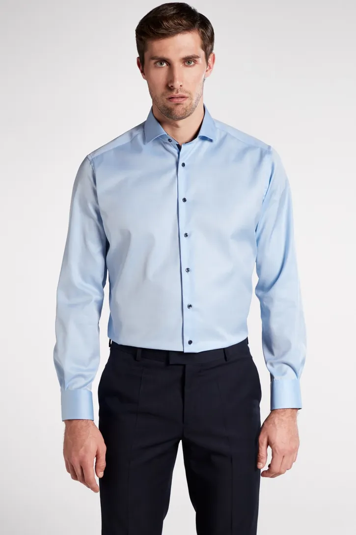 Overhemd Eterna blauw Modern Fit