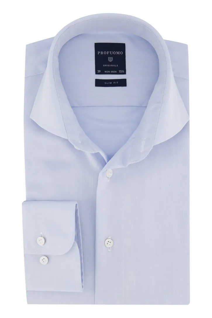 Profuomo overhemd blauw Slim Fit non iron