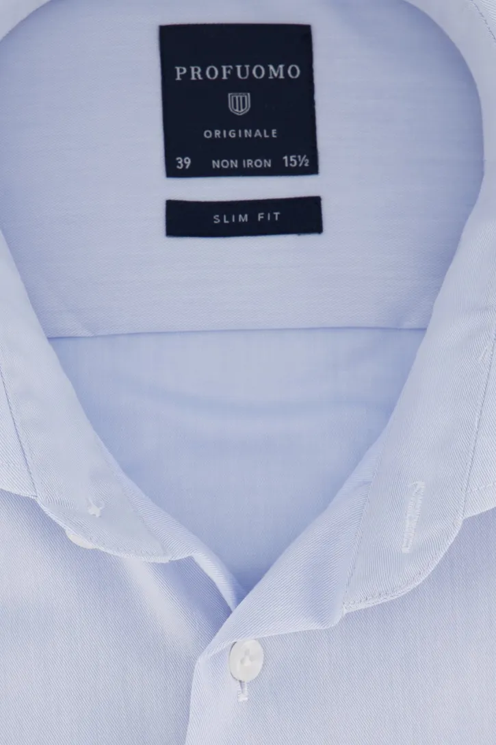 Profuomo overhemd blauw Slim Fit non iron