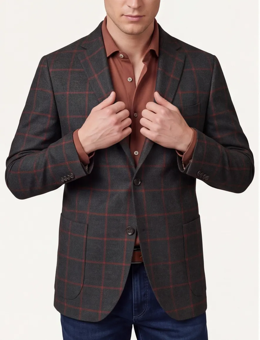 Dressler colbert donkergroen geruit wol slim fit