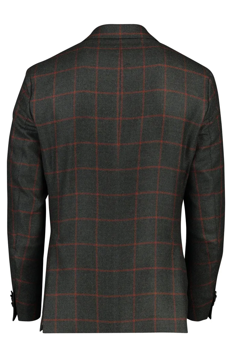 Dressler colbert groen geruit wol slim fit