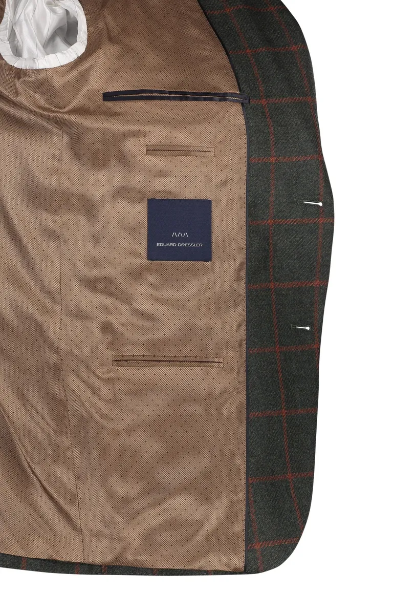 Dressler colbert groen geruit wol slim fit