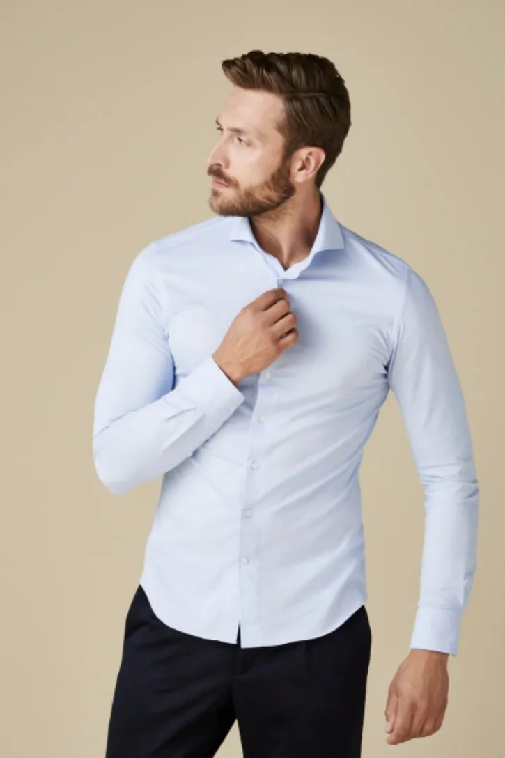 Overhemd Profuomo lichtblauw knitted